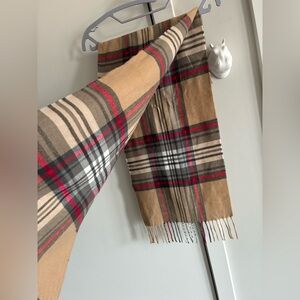Cashmere blend Plaid Tan and Red Scarf